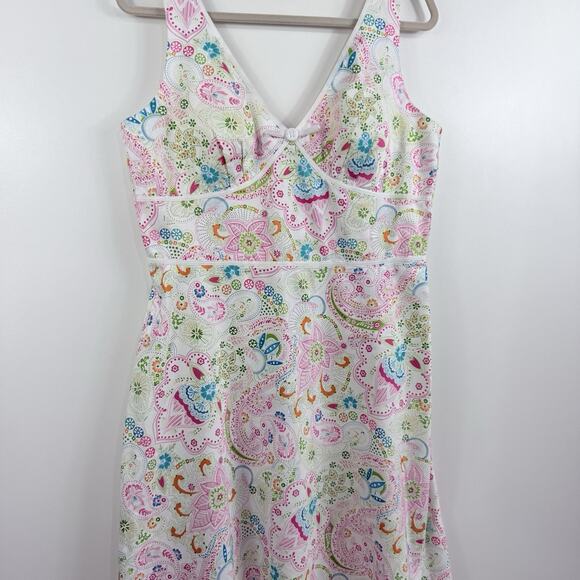 Vintage Paisley Floral Karin Stevens Dress Size 14 Fairycore Smocked Cottage - Picture 6 of 16
